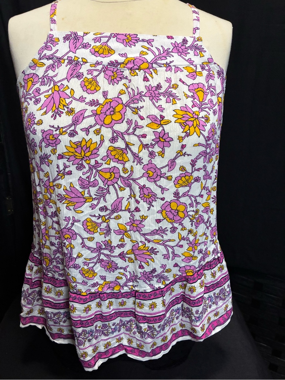 Old Navy Floral Square-Neck Cami in White with Pink & Yellow